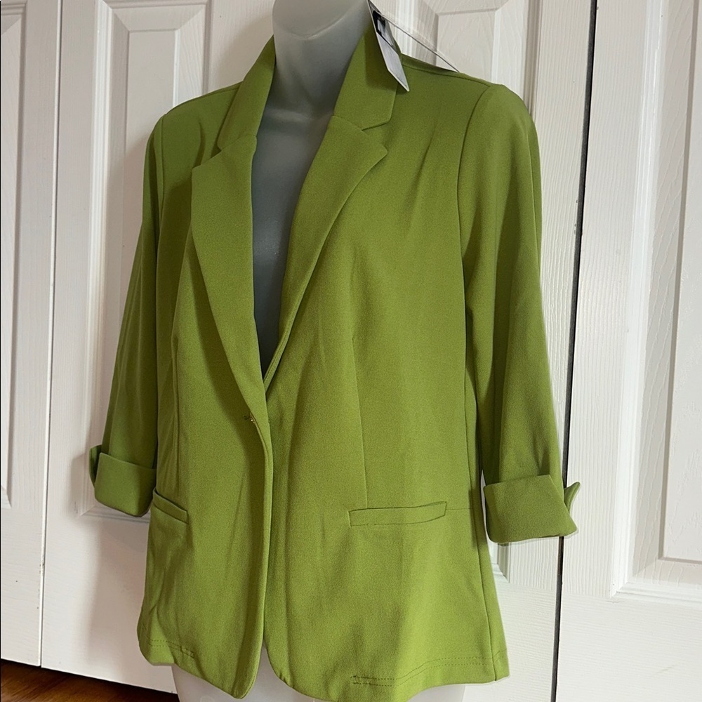 Soho Apparel Women’s Lime Green Chartreuse Blazer Jacket Small S NWT - Picture 3 of 8